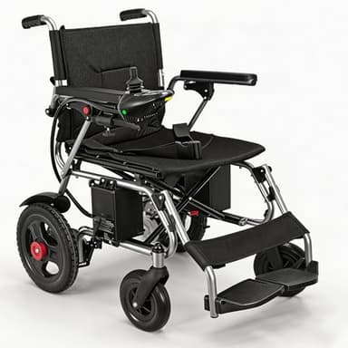 Silla de ruedas eléctrica plegable para adultos, 25 km de alcance, silla de ruedas motorizada, todo terreno Power Wheelchairs para personas mayores, hasta 150 kg, color negro