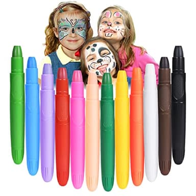 URAQT Pinturas Cara para Niños, 12 Colores Seguridad No Tóxica Pintacaras Infantil, Pintura Corporal y Facial para Barriga Embarazada, Pinturas Maquillaje Halloween Festival Fiesta Cosplay adulto niño