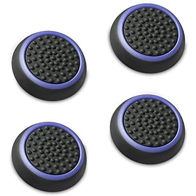 Set de 4 recubrimientos Fosmon para controlador de joystick, para mejorar el agarre de los pulgares; compatible con PS4, PS3, Xbox One, Xbox One S, Xbox 360, Wii U (color negro y azul)