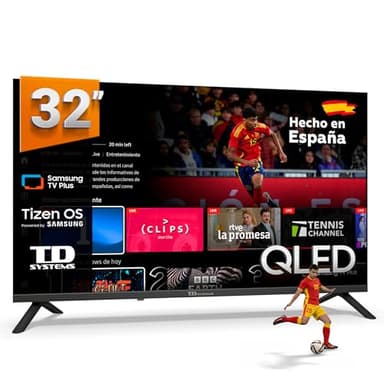 TD Systems - Smart TV 32 Pulgadas QLED Samsung TV Tizen OS 8.0. Triple Tuner (DVB-T2/C/S2). Televisores con Samsung Smart TV Gaming Hub. Televisión del 2026 - PRIME32QC22TIZEN