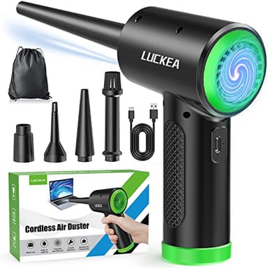Aire Comprimido Limpieza PC - Soplador para Computadora con Luz LED, Potente 3 Velocidades, Plumero Eléctrico Teclado, Casa, Auto, Sustituto Compressed Air Duster