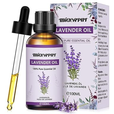 MIGCAPUT Aceite Esencial de Lavanda 100ML, 100% Natural Aceites Esenciales de Aromaterapia de Grado Terapéutico para Cuidado de la Piel, Anti Acné, Dormir Mejor, Humidificador