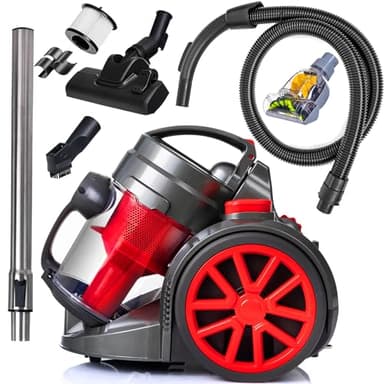 Lehmann LHOCV-7018 Aspirador sin Bolsa Ciclónica, 4000W, Aspiradora Potente con Gran Poder de Succión, con Kit de Boquillas, Filtro HEPA, Depósito de Polvo de 1,8 L, Compacto y Ligero