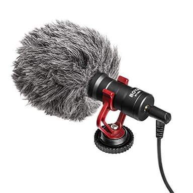 BOYA by MM1 - Micrófono de vídeo Compacto Universal con Amortiguador de Condensador Profesional para DSLR, videocámara, iPhone, Smartphones Android, Mac, Tableta