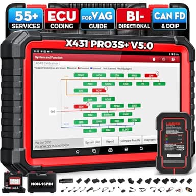 Launch X431 PRO3S+ Profesional Maquina Diagnosis Coche multimarca,Escáner de Todo el Sistema, 55+ reinicio de reaprendizaje, Vin automático, codificación en línea, función guiada, Bluetooth 10.1 "