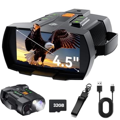 Gafas De Visión Nocturna para Adultos 4K: Pantalla Grande de 4.5" Binoculares Tácticos - Gafas Infrarrojas para Cazador - Regalo de Electrónica Digital - Regalos de Caza para Hombres/Papá Tecnológicos