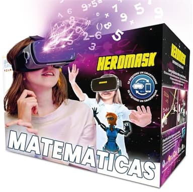 Gafas VR HeroMask + Juegos Matemáticas 5-12 años — El Regalo Educativo Que Hace Que los niños pidan: ¿5 Minutos más? | Tablas de Multiplicar, Sumas, Cálculo Mental y Mucho más | 3D, Realidad Virtual