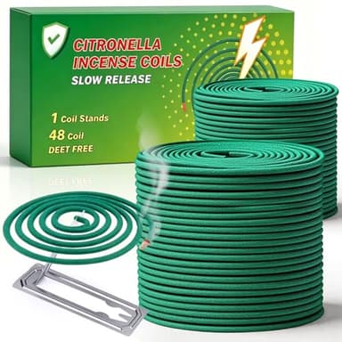 Espirales Antimosquitos - Incienso Citronela Antimosquitos, Espirales Antimosquitos Exterior Interior Incienso Natural Juego de 48 Piezas (24x2) para Jardín, Exterior, Camping con Soporte