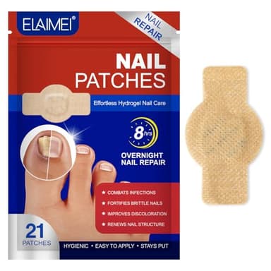 Parches para el Tratamiento de Hongos en las Uñas, 21 Parches Multiusos para Reparar Uñas Dañadas, Parches de Renovación Nocturna de 8 Horas (1)