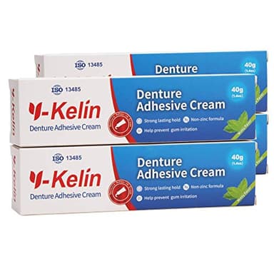 Y-Kelin,Crema adhesiva para dentaduras postizas,pegamento dentadura postiza,adhesivo dentadura postiza 40g /1.4oz (4 PACK)