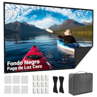 Pantalla de Proyector 84 Pulgadas Exterior: LEORFI Fondo Negro Mejorado Opaco - Pantalla de Proyección Portátil Interior - Pantalla para Proyector Plegable Lavable para Cine en Casa