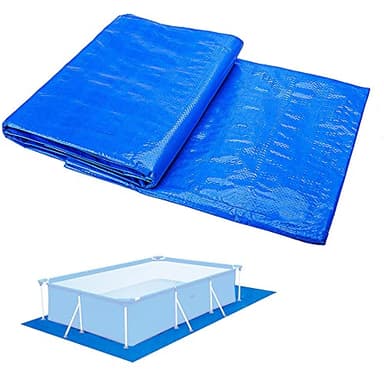 Ruolin Alfombrilla Rectangular para Piscina Azul, Paño de Piso Plegable para Piscina Protector de Suelo Piscina Adecuado para Piscinas, Hinchables y Piscinas para Niños 295 x 206cm