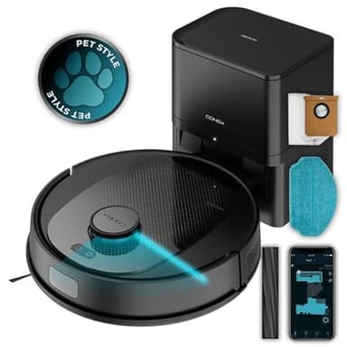 Cecotec Robot Aspirador y Friegasuelos con Base de Autovaciado y Navegación Láser Conga 7690 Immortal MAX Home. 5000Pa, Base con 2,5L de Capacidad, Autonomía 220Mins, Cepillo de Silicona, Mopa, App