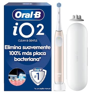 Oral-B iO 2 Cepillo de Dientes Eléctrico Rosa Suave, 1 Cabezal, 1 Estuche De Viaje, 1 Portarrecambios, 3 Modos De Cepillado, Sensor De Presión y Temporizador, Diseñado por Braun