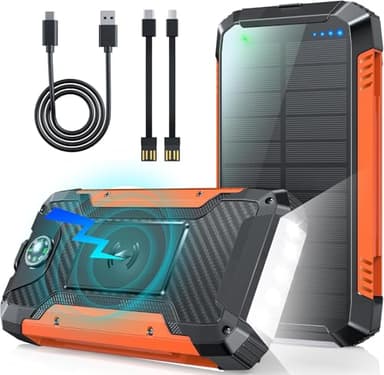 Power Bank Solar 49800mAh Cargador Portátil: PD30W Batería Externa de Carga Rápida, Wireless Cargador Solar 3 Salidas y 2 Entradas, Bateria Solar Portatil Linterna incorporada