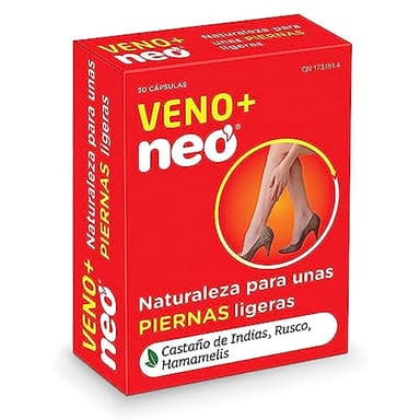 NEO | Veno + | Apoyo cardiovascular, 30 Cápsulas | Ayuda a Reducir el Dolor, la Hinchazón, el Hormigueo o la Pesadez en las Piernas | Suplemento a Base de Castaño de Indias, Rusco y Hamamelis