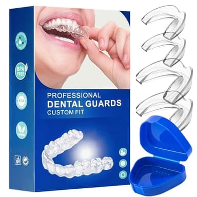 Ferula Descarga Bruxismo, Bruxismo Dental Noche, Férula de Descarga, 4 Piezas en 2 Tamaños con Caja de Almacenamiento, Protector Bucal Dormir, Prevención del Rechinar de Dientes y los Ronquidos