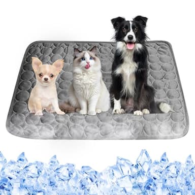 HyAdierTech Alfombrilla de Enfriamiento para Mascotas, Perro Gato Alfombrilla de Enfriamiento, Lavable y Antideslizante, Adecuado para Mascotas Pequeñas/Grandes en Verano-70x55cm (Gris)