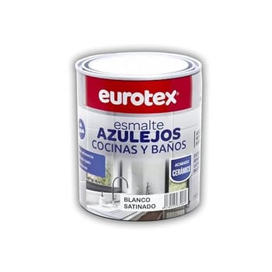 EUROTEX Pintura para Azulejos al Agua con muy buena adherencia SIN imprimación - Disponible en una gran variedad de colores - En Brillante o Satinado - Formato 750 ml (Blanco Brillante)