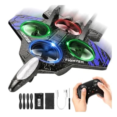Drone de avión de espuma para niños, cuadricóptero teledirigido con flotante automático, 3D, luces LED de colores, 2 pilas de juguete de avión RC seguro para principiantes para niños y niñas