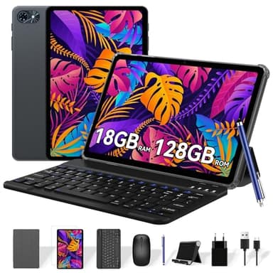 TABWEE Tablet con Teclado y Lapiz - 18GB RAM+ 128GB ROM(2TB TF), Android 15 Tablet 10 Pulgadas, 6000 mAh, 5MP+2MP, Gemini AI 3.1Pro, 5G WiFi, GPS(Garantía de 4 Años)