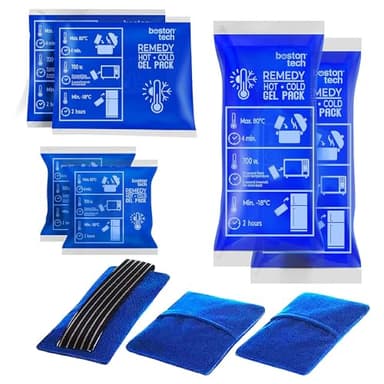 Boston Tech REMEDY Bolsa de Gel Frío y Calor con funda multiposición | Terapia frío-calor ideal para lesiones, recuperación muscular, fisioterapia y uso doméstico (Pack de 6)