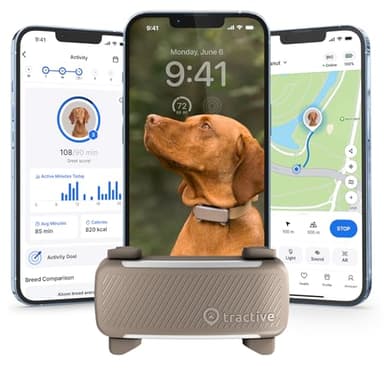 Tractive - GPS perros | 2025 Edición | N.º 1 del mercado | Localización en tiempo real | Alertas antifuga | Monitor de actividad | Avisos de salud | Seguimiento de ladridos (Marrón)