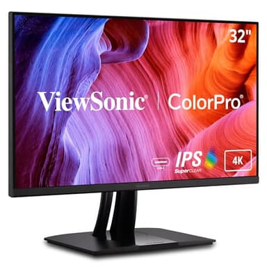 ViewSonic VP3256-4K Monitor ergonómico IPS 4K UHD de 32 Pulgadas con biseles ultrafinos, precisión de Color, validado Pantone, USB C de 60 W