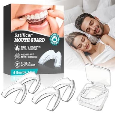 4 Piezas Férulas Anti-Ronquidos, Protector Bucal Transparente para Dormir, Reutilizable FéRulas Descarga Bruxismo, Mejorar la calidad del sueño, Para un Uso Diario Sencillo