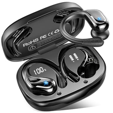 Auriculare Inalámbricos Deportivos, Nueva Auriculares Bluetooth 5.4 con HD Mic, 75H Cascos Inalambricos Bluetooth HiFi Estéreo, Cancelacion Ruido ENC Auriculares Running, IP7 Impermeable/Pantalla LED