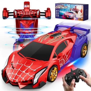 Coche Teledirigido Transform, Ojos Intermitentes & Luces Chasis, Coche RC 2,4GHz & Robot Rotación 360°, Juguetes Juegos para Niño Niños de 3 4 5 6 7 8 9 10 11 12 Años Regalo Cumpleaños Pascua