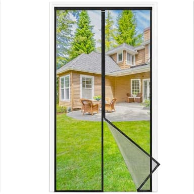 NUEVA Mosquitera Puerta Magnética 90x210 cm, Mosquitera para Puerta con Imanes Potentes, Instalación Sin Taladro, Cierre Automático, Malla Transpirable y Antidesgarro, Negro
