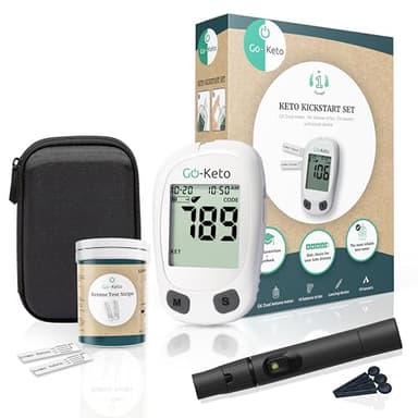 Medidor de cetonas Go-Keto (mg/dl) – Medidor de cetonas con 10 tiras reactivas – Mide fácilmente la cetosis para la dieta cetogénica