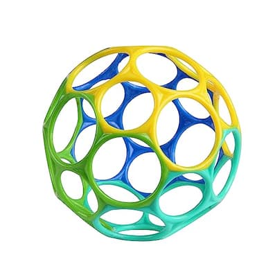 Bright Starts, Pelota Oball clásica Easy Grasp para bebé en azul/verde, apta desde recién nacido, 10 cm