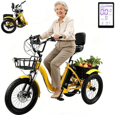 BuilfutenM Triciclo Adulto Electrico con Bateria Dobrável Plegable Adulto 18 Pulgadas con Cesta de Carga Neumáticos Anchos para Adultos Plegable y fácil de Escalar Capacidad de Carga de 120 kg