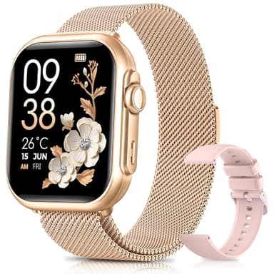 Reloj Inteligente Mujer con Autonomía 100 Días, 1000mAh Batería Grande, 1.83" Smartwatch Mujer con Llamadas, SpO2, Pulsómetro, Sueño, 120+ Modos Deportivos Calorías IP68 Podómetro Android iOS Rosa Oro