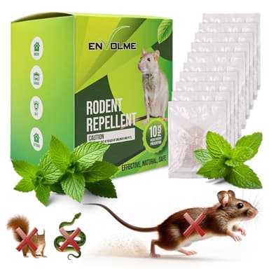 ENVOLME - Repelente Ratas y Ratones - Ahuyentador de Ratas y Ratones - hasta 6 Meses de duracion - 10 Bolsas para Interiores y Exteriores Eficaz. Cuidado con el Medio Ambiente No Tóxico