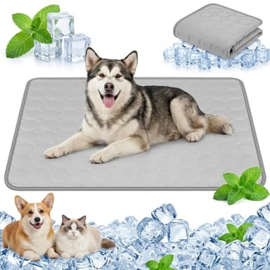 Qoosea Alfombrilla Refrescante para Perro y Gato, Esterilla Refrescante Seda de Hielo para Mascotas No Tóxicas Pet Cooling Mat, Alfombra de Autorefrigerante Manta Enfriamiento de Dormir(55 * 70CM)