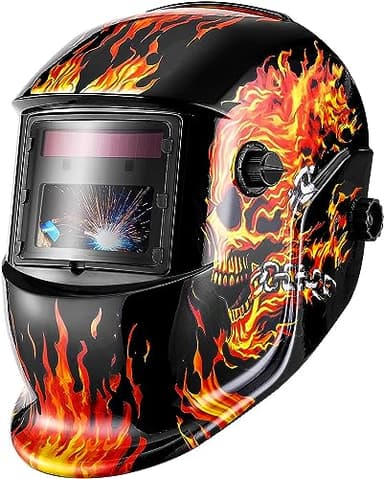 DEKO Careta Soldar de Color Verdadero, Grande Pantalla Grande Casco de Soldador Oscurecimiento Automático Energía Solar, Trabajar Largas Horas, Batería Intercambiable