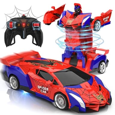 Coche Teledirigido Niños 3 4 5 6 7 8 9 Años, 2 en 1 Radiocontrol Transformar RC Cars/Robots Rotación 360° Coches Juguetes Spider, Juegos Infantiles Regalos Cumpleaños Navidad Niños Niñas 3-10 Años