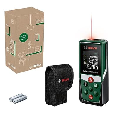 Medidor láser UniversalDistance 40C de Bosch (mide con precisión distancias de hasta 40 m, conectividad Bluetooth, diferentes funciones de medición, en caja para e-commerce)