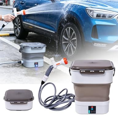 Limpiadoras a Presión Portátil, Inalámbrico Hidrolimpiadora Móvil Plegable con 5 Modos de Pulverización, Depósito de Agua:12L, Pulverizador Eléctrico Multifunción a Presión para Camping y Jardín