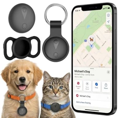 Collar GPS gato, perro trazador sin cargos mensuales, compatible con iOS y Android, seguimiento en tiempo real trazador de gato, batería larga duración con rastreo de animales, negro