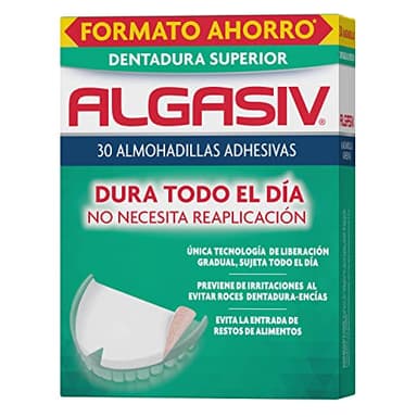 Algasiv Almohadillas Adhesivas Para Dentaduras Postizas Superiores, 30 Unidades. Duran todo el día y protegen las encías.