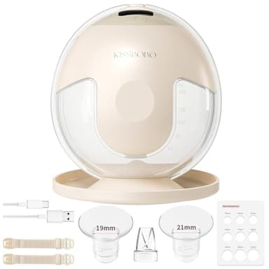 KISSBOBO K5 Sacaleches electricos,19 niveles 4 modos,280mmHg fuerte potencia de succión sacaleches manos libres,indoloro saca leche materna electrico(Beige 1 Pieza)