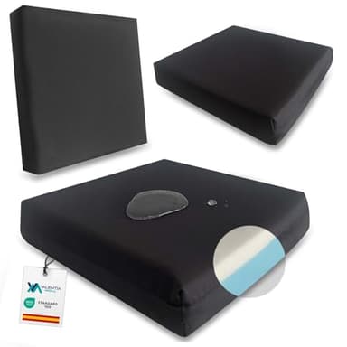 VALENTIA MEDICAL Cojin Antiescaras Viscoelastico Impermeable para Silla Ruedas con Funda Lavable Antigoteo Alivio Dolor Coxis Lumbar Ortopedico Ergonomico Oficina Coche Ancianos Incontinencia