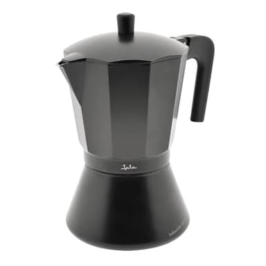 Jata CFI6 - Cafetera Italiana Inducción, Capacidad 6 Tazas, Apta para Todo Tipo de Cocinas, Cuerpo Aluminio, Negro