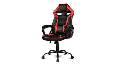 Drift Gaming DR50 – Silla Gaming Profesional en Polipiel, reposabrazos Acolchados, pistón Clase 4, Asiento basculante y Altura Regulable, cojín Lumbar, Color Negro/Rojo