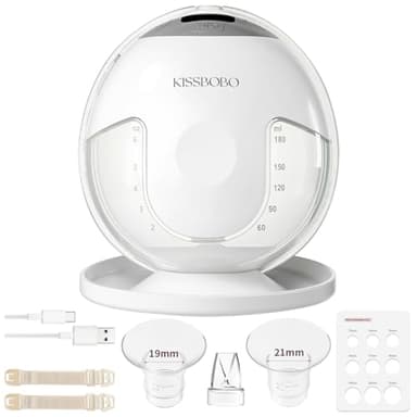 KISSBOBO K5 Sacaleches electricos,19 niveles 4 modos, 280mmHg fuerte potencia de succión sacaleches manos libres, indoloro saca leche materna electrico(Blanco 1 Pieza)