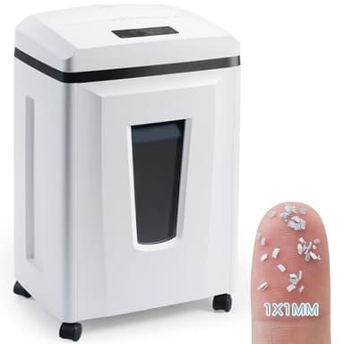 Kalopsia Trituradora de Papel Microcorte: 1 * 1mm P7 Seguridad Destructora de Papel Profesional 6 Hojas 56dB Destructora Papel Oficina Casa Tarjetas de Crédito Grapas CD/DVD 25min Autonomía 23L Cubo